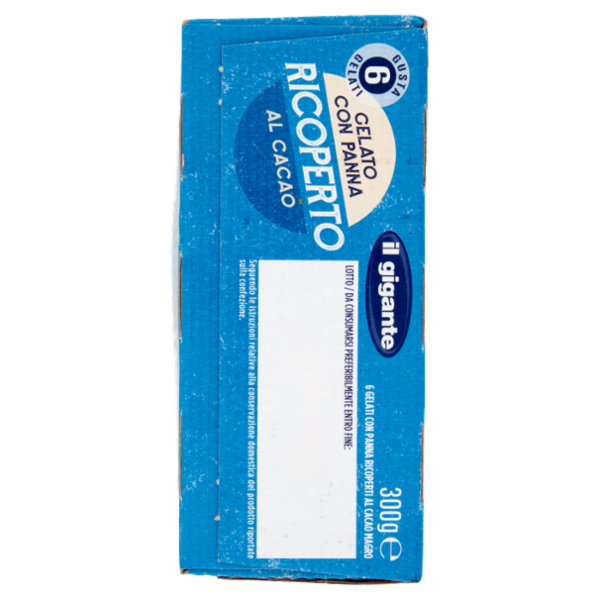 IL GIGANTE Gelato con Panna Ricoperto al Cacao 6 x 50 g