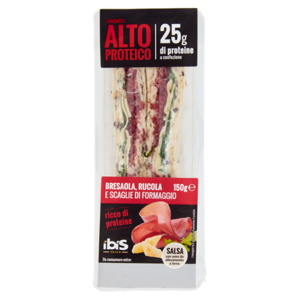 ibis Snack Sandwich Alto Proteico Bresaola, Rucola e Scaglie di Formaggio 150 g