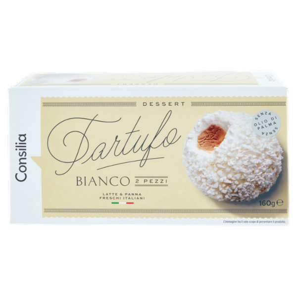 Consilia 2 Tartufi Bianchi di Gelato Panna Ripieno di Caffé 100% Arabica 160 g