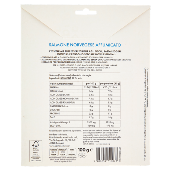Mowi Essential Salmone Affumicato Norvegese 100 g