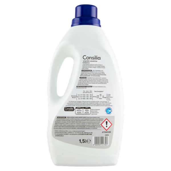 Consilia Detersivo per Lavatrice Liquido Classico 30 Lavaggi 1,5 L