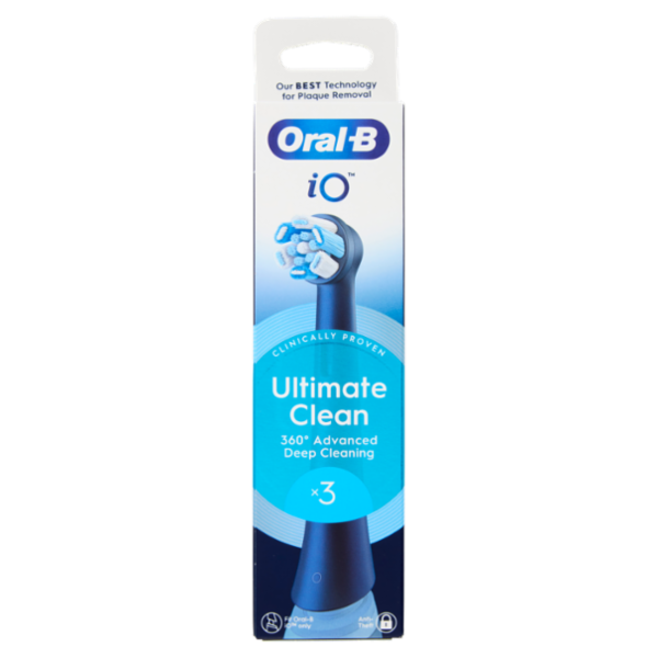 Oral-B iO Testine Ricambio Ultimate Clean Blu Spazzolino Elettrico Denti Ricaricabile, 3 Refills