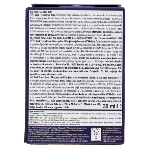 Duck Fresh Discs - Base per Dischi Gel Igienizzanti WC, Fragranza Blu 36ml