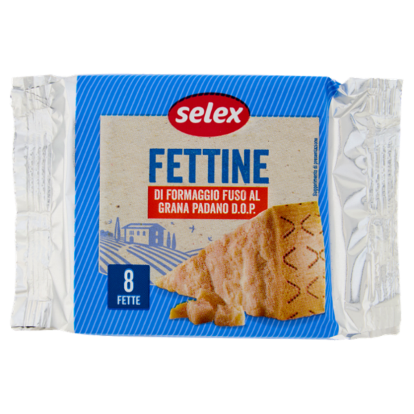 Selex Fettine di Formaggio Fuso al Grana Padano 8 Fette 200 g