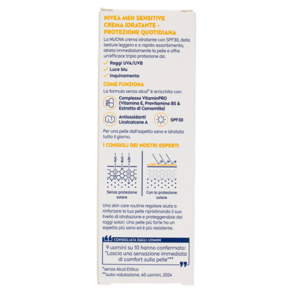Nivea Men Sensitive Crema Idratante Protezione Quotidiana SPF 30 50 ml