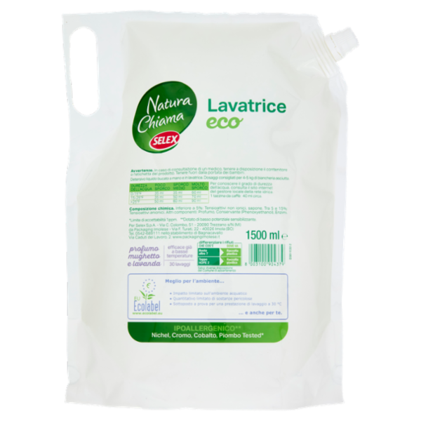 Selex Natura Chiama Detersivo per Lavatrice Liquido Eco 30 Lavaggi 1,5 L