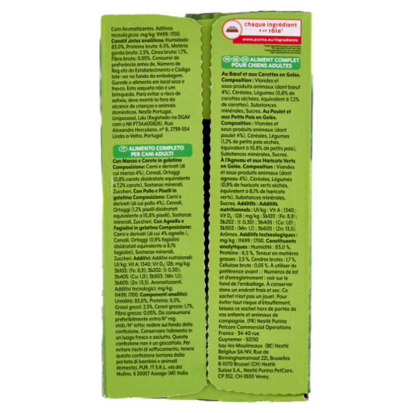 PURINA FRISKIES In Gelatina Con Manzo e Carote, Pollo e Piselli, Agnello e Fagiolini 12 x 85 g