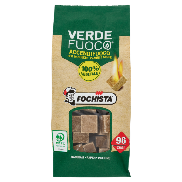 Fochista Verdefuoco Accendifuoco per Barbecue, Camini e Stufe 96 Cubi 580 g
