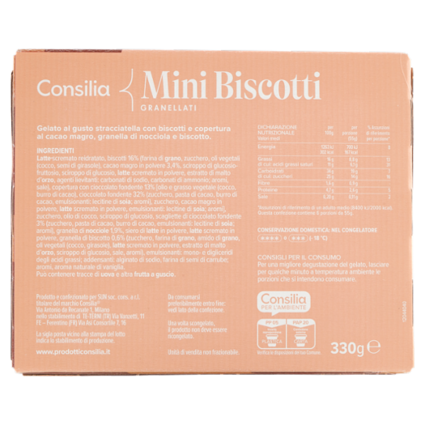 Consilia 6 Minibiscotti Ripieni di Gelato Granellati 320 g