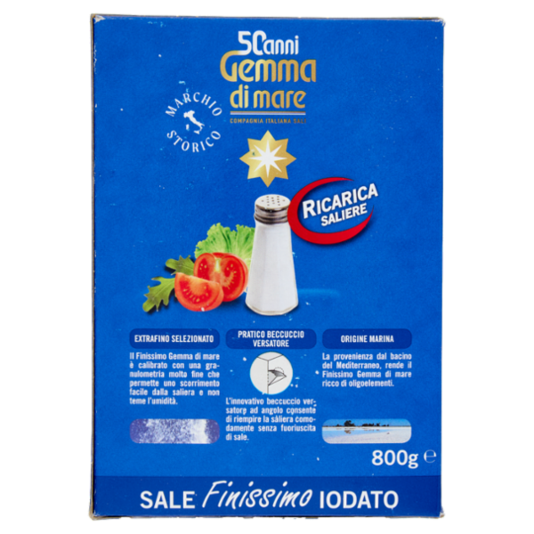 Gemma di mare Ricarica Saliere Sale Finissimo Iodato 800 g