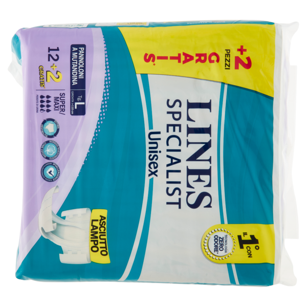 Lines Specialist Unisex Pannoloni a Mutandina Tg. L Super/Maxi 12+2 pz