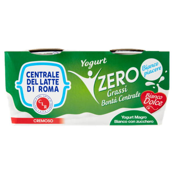 Centrale del Latte di Roma Zero Grassi Yogurt Magro Bianco con zucchero 2 x 125 g