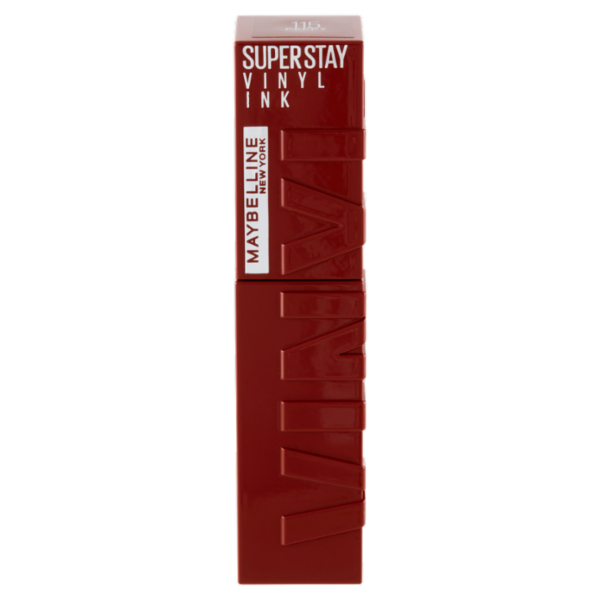 Maybelline New York Rossetto a Lunga Tenuta Effetto Vinilico Superstay Vinyl Ink 115 Peppy