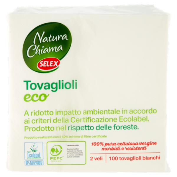 Selex Natura Chiama Tovaglioli 2 Veli 33X33 cm Bianchi 100 pezzi