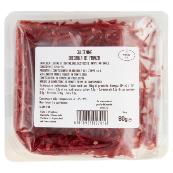 Del Zoppo Julienne di Bresola di manzo 80 g