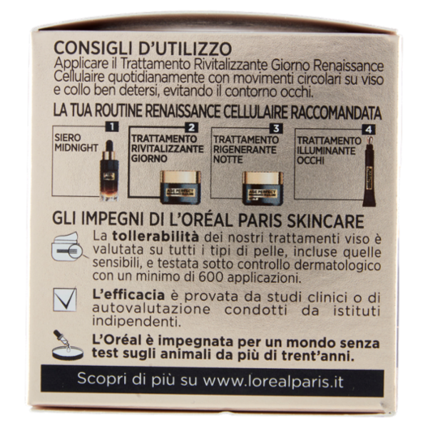 L'Oréal Paris Crema Viso Giorno Anti-rughe Age Perfect Reinassance Cellulaire, 50 ml