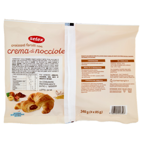 Selex Croissant Farciti con Crema di Nocciole Surgelati 4x85 g