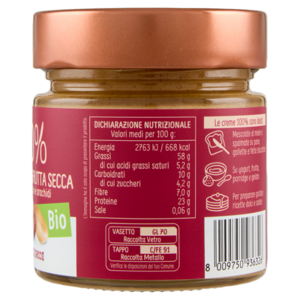 Euro Company 100% Crema Mix di Frutta Secca mandorle, nocciole e arachidi Bio 175 g