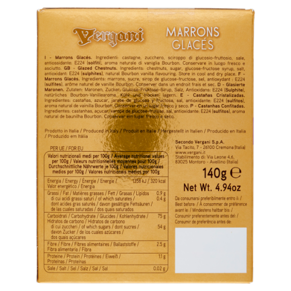 Vergani Marrons Glacés Interi Incartati Singolarmente 140 g