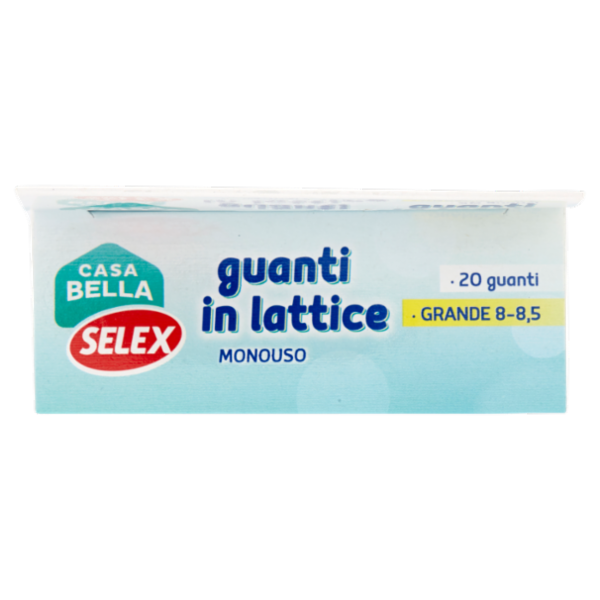 Selex Casa Bella Guanti Monouso in Lattice Naturale Misura Grande (8-8,5) Dispenser 20 pezzi