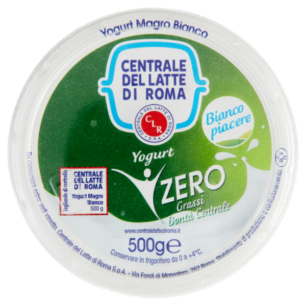 Centrale del Latte di Roma Zero Grassi Yogurt Magro Bianco 500 g