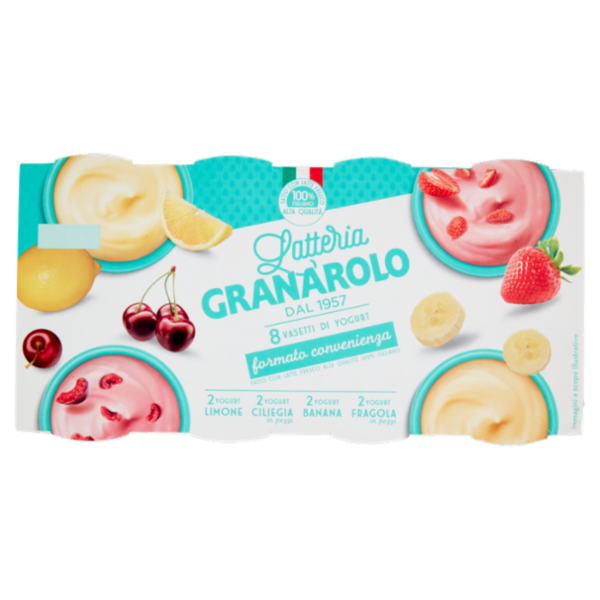 Granarolo Yogurt Limone, Ciliegia in pezzi, Banana, Fragola in pezzi 8 x 125 g