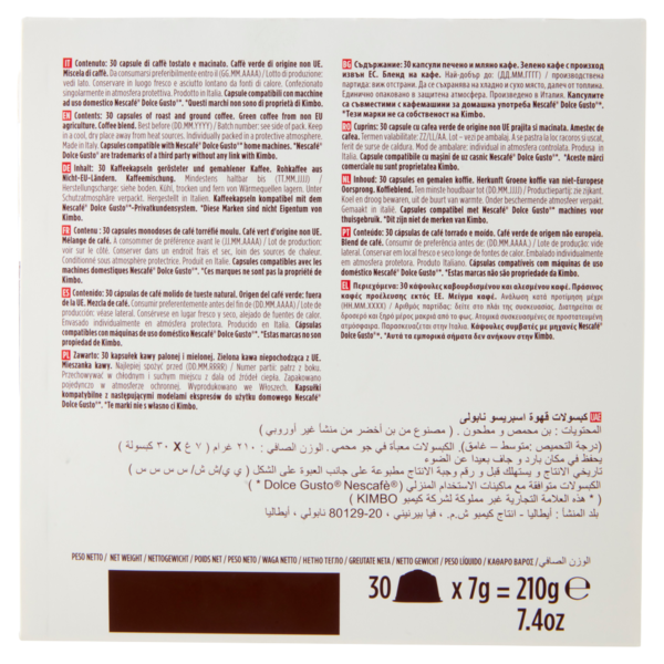 Kimbo Espresso Napoli Capsule Compatibili con le Macchine Nescafé Dolce Gusto* 30 x 7 g