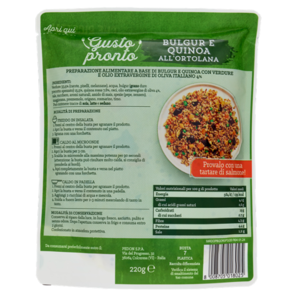 Gusto pronto Bulgur e Quinoa all'Ortolana 220 g