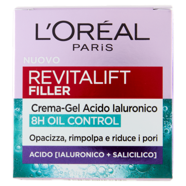 L'Oréal Paris Revitalift Filler Crema-Gel Acido Ialuronico 8H Oil Control 50 ml