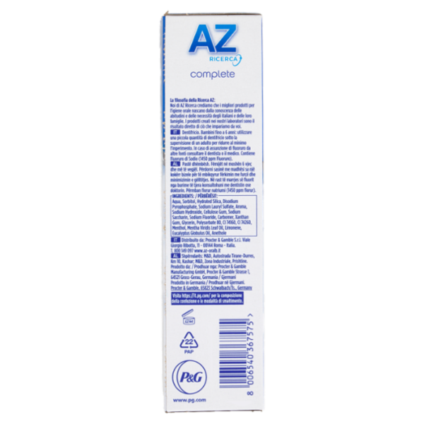 AZ Ricerca Dentifricio Complete Plus Extra White Menta 65 ml