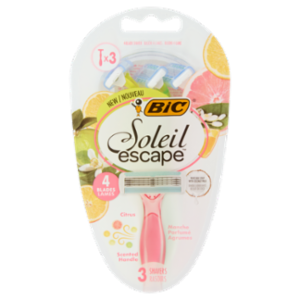 Bic Soleil Escape, Rasoi 4 Lame Usa e Getta, Manico Profumato, 3 Pezzi