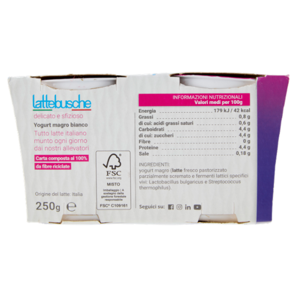 lattebusche yogurt magro Bianco 2 x 125 g