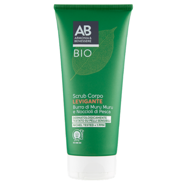 Armonia & Benessere Scrub Corpo Levigante Bio con Burro Muru Muru e Noccioli di Pesca 200 ml