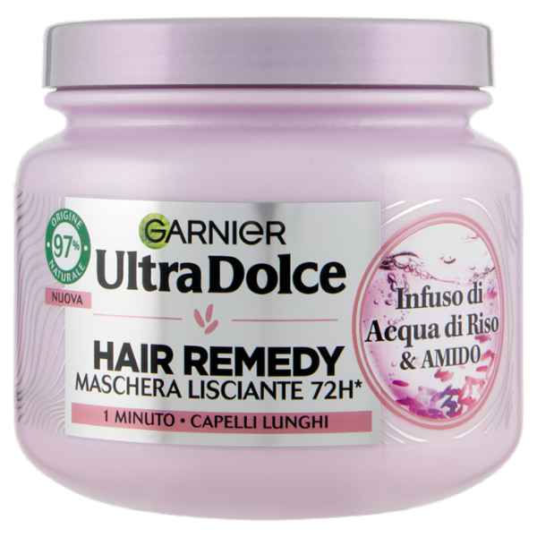 Garnier Ultra Dolce Infuso di Acqua di Riso & Amido, Maschera Lisciante 340 ml
