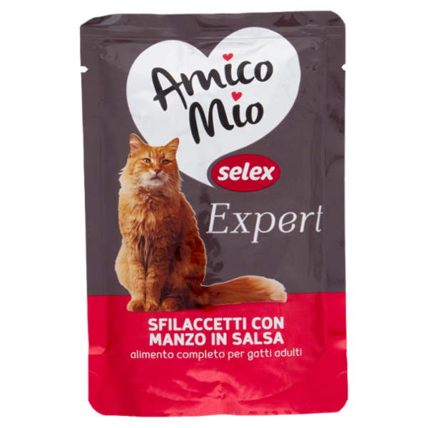 Selex Amico Mio Expert Gatto Sfilaccetti con Manzo in Salsa 85 g
