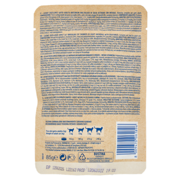 LeChat Excellence Adult Bocconcini Maltagliati Acciughe con Ortaggi 85 g