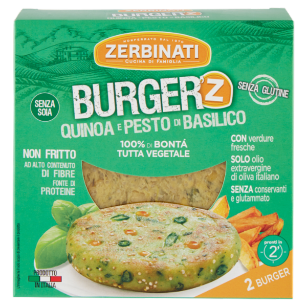 Zerbinati Burger'Z Quinoa, e Pesto di Basilico 2 x 110 g