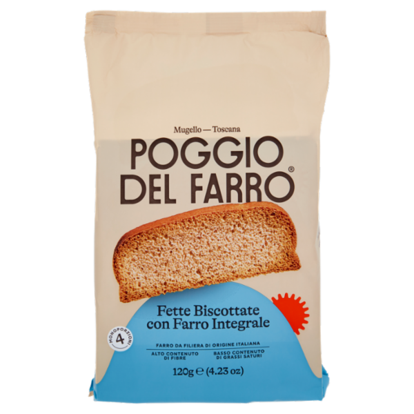 Poggio del Farro Fette Biscottate con Farro Integrale 4 x 30 g