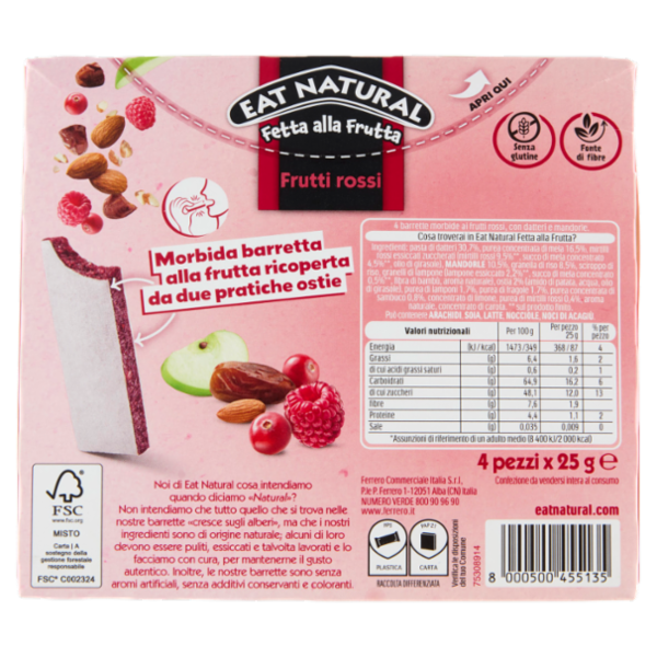 Eat Natural Fetta alla Frutta Frutti rossi 4 x 25 g