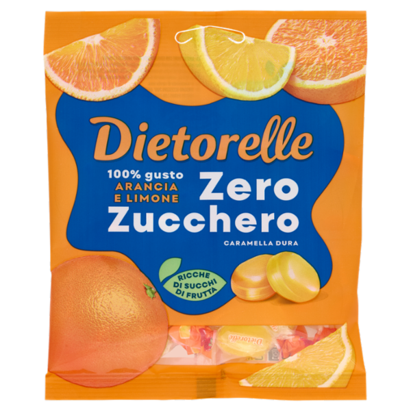Dietorelle Zero Zucchero Caramella Dura Arancia e Limone 70 g