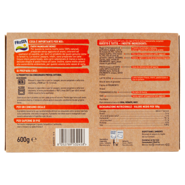 Frosta Lasagne alla Bolognese 600 g