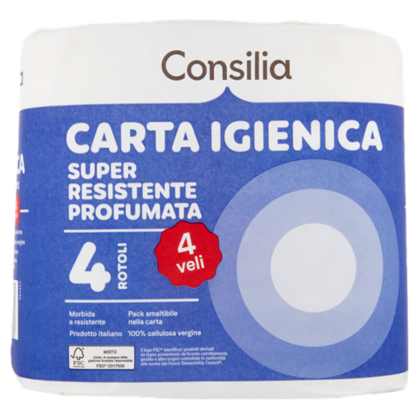 Consilia Saper Scegliere Carta Igienica 4 Veli Super Resistente Profumata 4 Rotoli