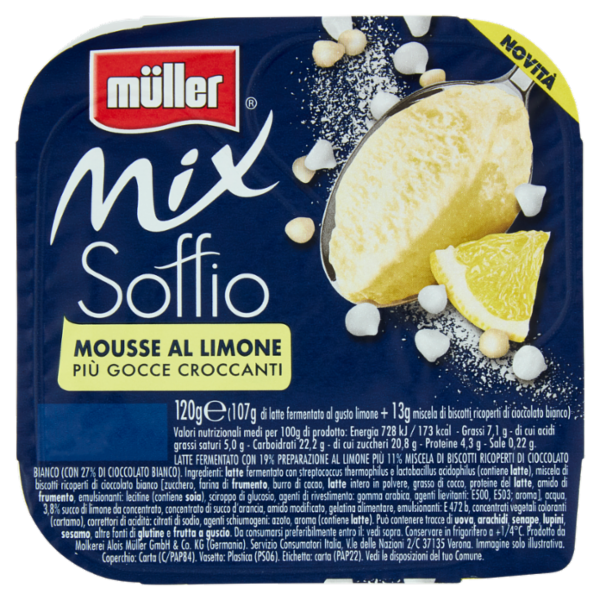 müller Mix Soffio Mousse al Limone Più Gocce Croccanti 120 g