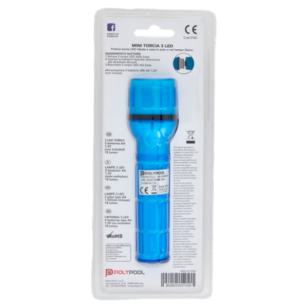 Polypool Mini Torcia 3 LED 18 Lumen