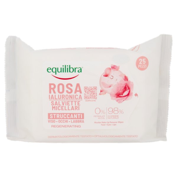 equilibra Rosa Ialuronica Salviette Micellari Struccanti 25 pz