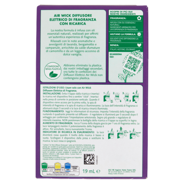 Air Wick Diffusore di Fragranza con oli essenziali Lavanda e Campanule 19 mL