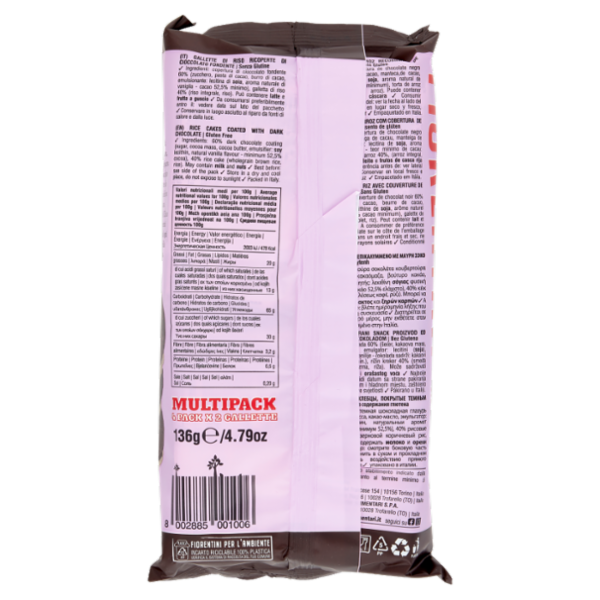 Fiorentini le Originali Choco Rice Gallette di Riso con Cioccolato Fondente Multipack 136 g