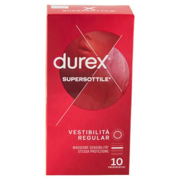 Durex SuperSottile Vestibilità Regolare Preservativi Sottili, 10 Profilattici