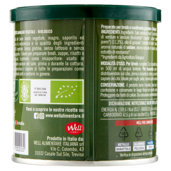 Well Bontà di Brodo Granulare Biologico Vegetale 150 g