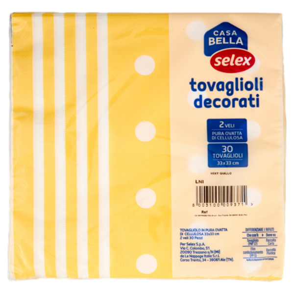 Selex Casa Bella Tovaglioli 2 Veli 33X33 cm Decoro Mixi Giallo 30 pezzi